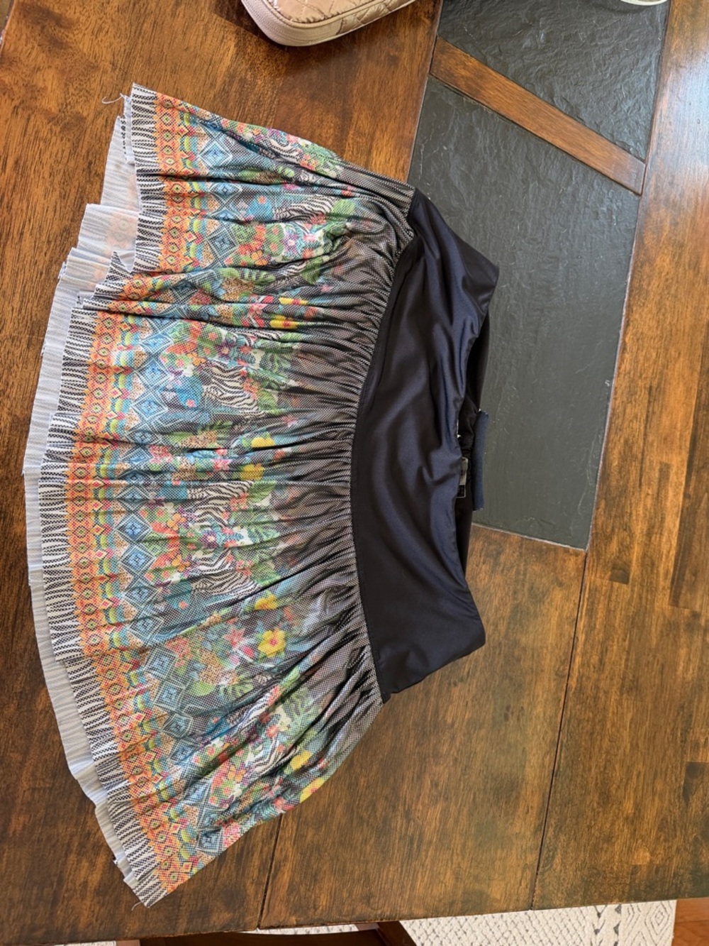 Printed Pleated Mini Skirt with Black Waistband lucky in love tennis skirt.